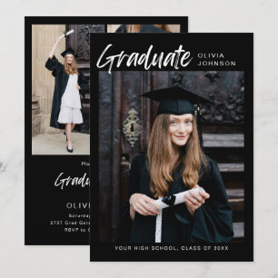 Elegant Modern Photo Collage Graduation Party Inv Invitation