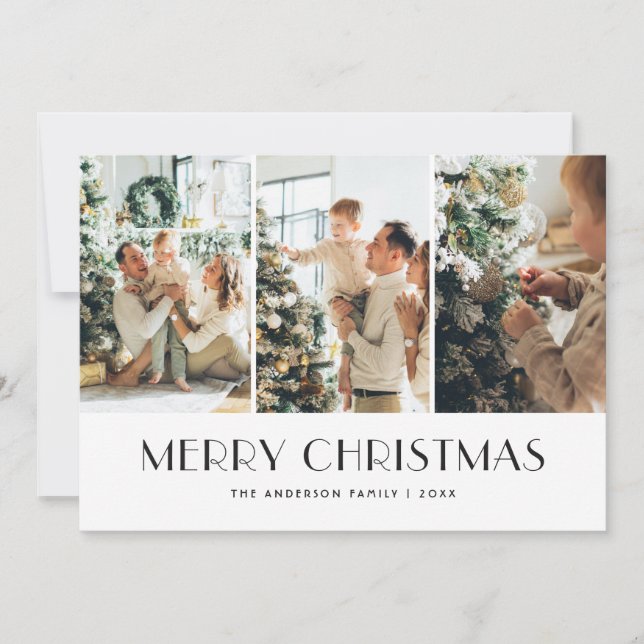 Elegant Modern Photo Collage Merry Christmas Cards (Front)