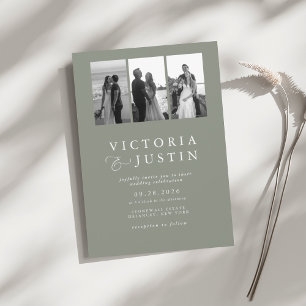 Elegant Modern Photo Collage Wedding  Invitation