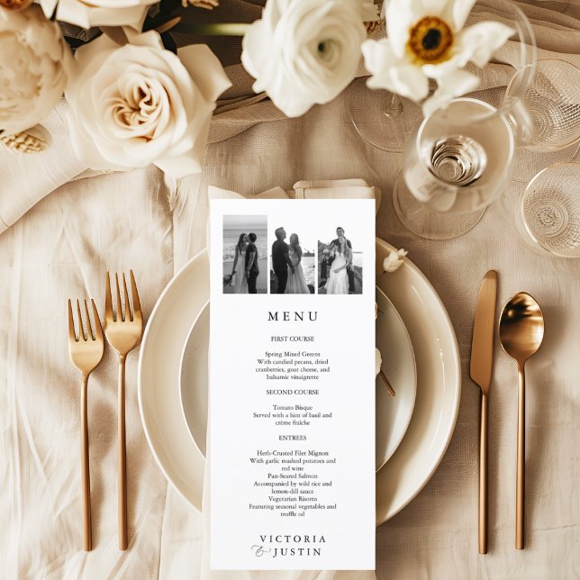 Elegant Modern Photo Collage Wedding  Menu (Creator Uploaded)