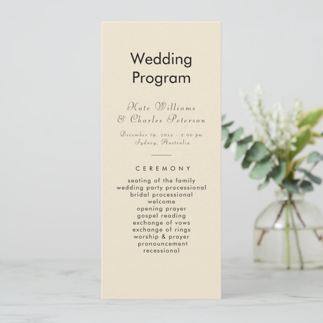 Elegant Modern Photo Custom Qrcode Wedding Program Menu (Standing Front)
