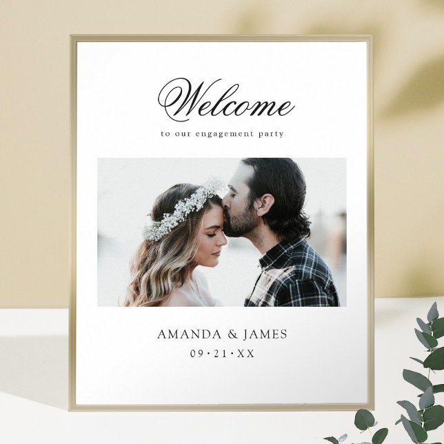 Elegant Modern Photo Engagement Party Welcome  Poster (Creator Uploaded)