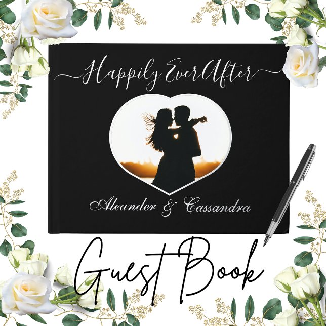 Elegant Modern Photo Gold Silver Rose Wedding  Guest Book (Creator Uploaded)