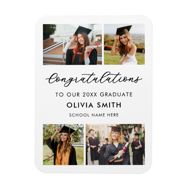 Elegant Modern Photo Graduation Magnet (Vertical)