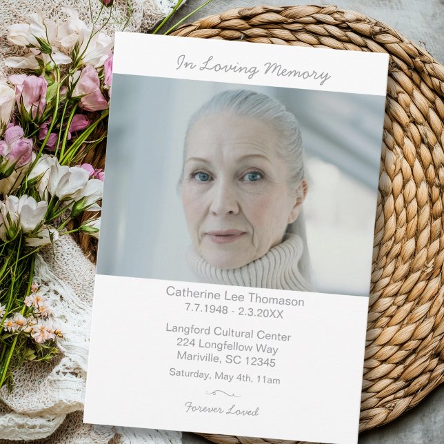Elegant Modern Photo In Loving Memory Funeral Invitation (Elegant Modern Photo In Loving Memory Funeral Invitation)