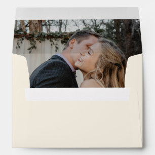 Elegant modern photo ivory wedding return address envelope