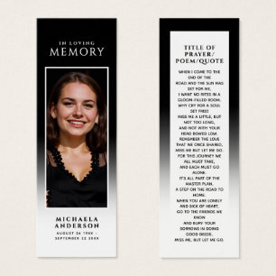 Elegant Modern Photo Loving Memory Prayer Card