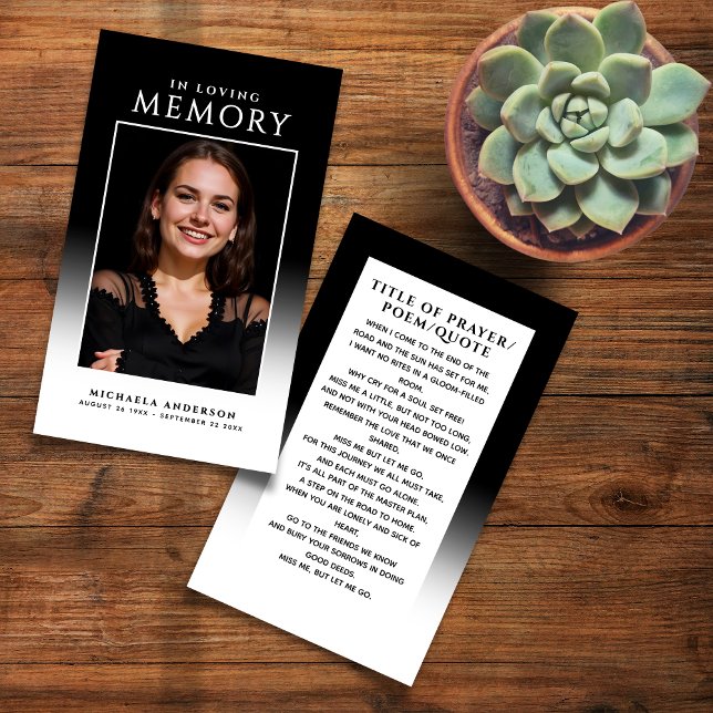 Elegant Modern Photo Loving Memory Prayer Card (Creator Uploaded)