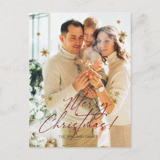 Elegant Modern Photo Merry Christmas  Holiday Postcard