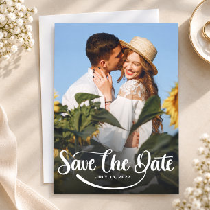 Elegant Modern Photo Overlay Script Wedding Save The Date