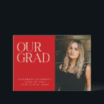 Elegant Modern Photo Red White Simple Graduation Announcement<br><div class="desc">Elegant Modern Two Photo Red and White Simple Graduation Announcement</div>