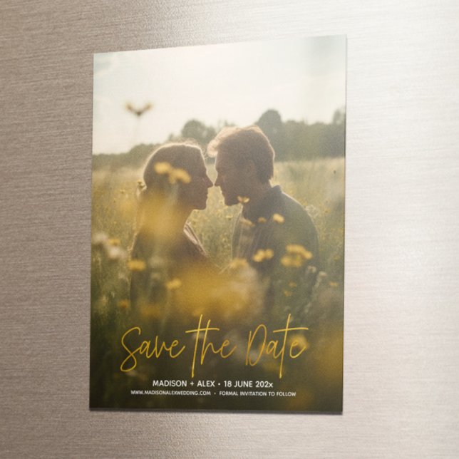 Elegant Modern Photo Save the Date Magnet Card (Creator Uploaded)