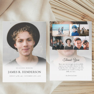 Elegant Modern Photo Sympathy Memorial Funeral  Thank You Card