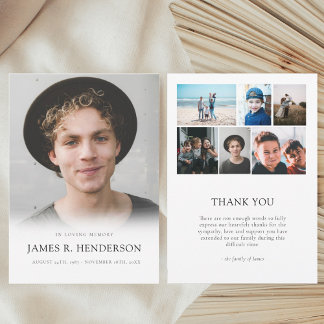 Elegant Modern Photo Sympathy Memorial Funeral  Thank You Card