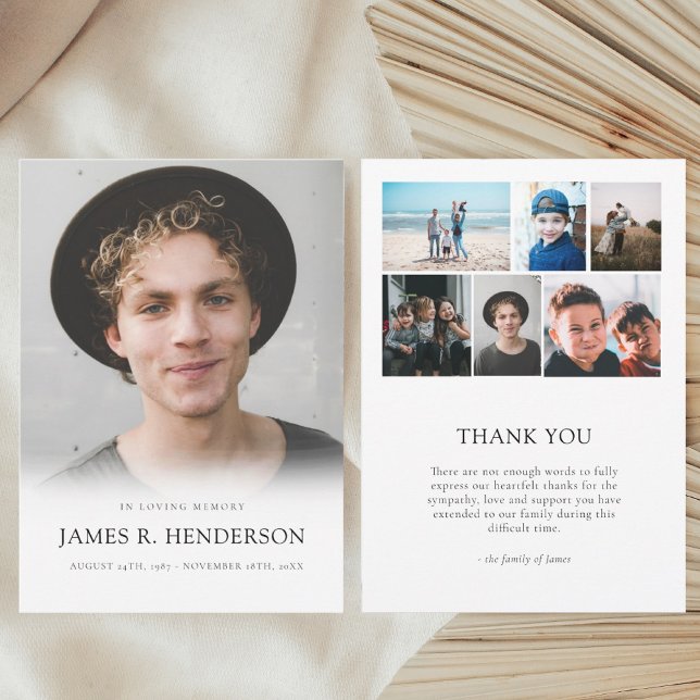 Elegant Modern Photo Sympathy Memorial Funeral  Thank You Card (Creator Uploaded)