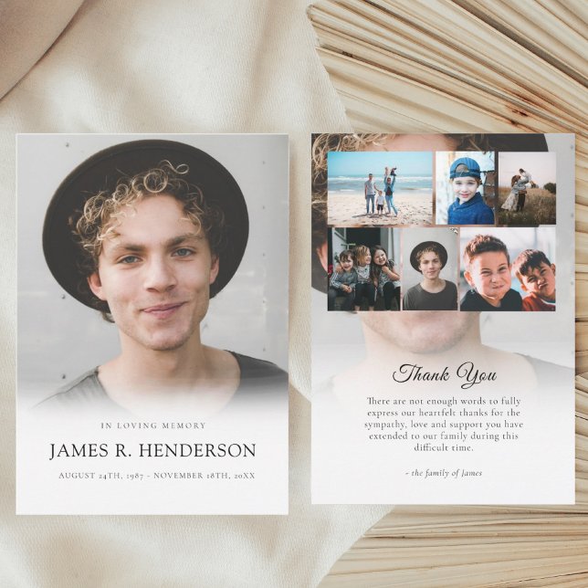 Elegant Modern Photo Sympathy Memorial Funeral  Thank You Card (Creator Uploaded)