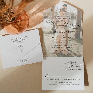 Elegant Modern Photo Wedding All In One Invitation