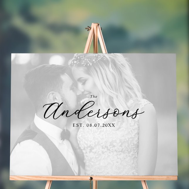Elegant Modern Photo Wedding Guest Signing Board Acrylic Sign (Neutral)