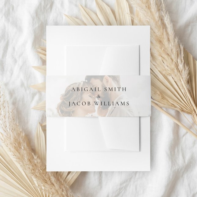 Elegant Modern Photo Wedding Invitation Belly Band (Creator Uploaded)