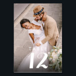 Elegant Modern Photo Wedding Reception Table Number<br><div class="desc">Elevate the ambiance of your celebration with our Elegant Modern Photo Wedding Reception table number cards, designed to guide your guests to their seats in style. Adorned with a beautiful photo of the happy couple, these cards allow you to showcase a cherished moment or favourite memory, adding a personal touch...</div>