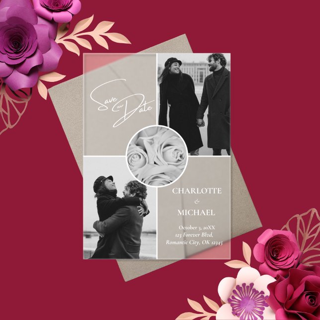 Elegant Modern Photo Wedding Save The Date Acrylic Invitations (Creator Uploaded)
