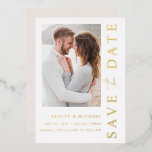 Elegant Modern Photo Wedding Save the Date Gold<br><div class="desc">Make a bold, elegant statement with your wedding Save the Date by choosing our Elegant Modern Blush Photo Wedding Save the Date Gold Foil Invitation! Our modern and stylish design will ensure that you set the tone for your special day. This high-quality photo save the date card is printed thick...</div>