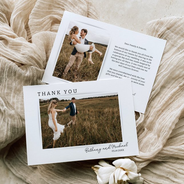 Elegant Modern Photo Wedding Thank You Card (Creator Uploaded)