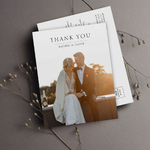 Elegant Modern Photo Wedding Thank You Postcard