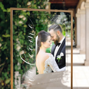 Elegant Modern Photo Wedding Welcome Acrylic Sign