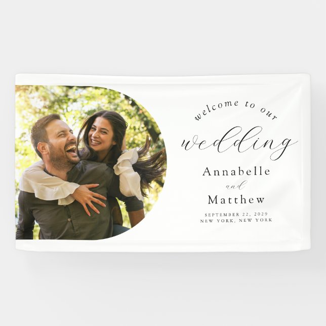 Elegant Modern Photo Wedding Welcome Banner (Horizontal)