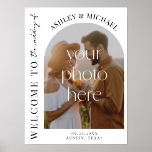 Elegant Modern Photo Wedding Welcome Sign