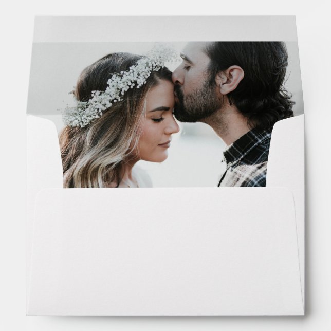 Elegant Modern Photo with Return Address 5x7 Envelope (Back (Bottom))