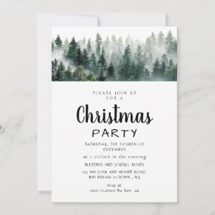 Elegant Modern Pine Forest Christmas Party Invitation