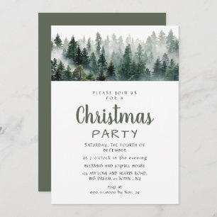Elegant Modern Pine Forest Christmas Party Invitation
