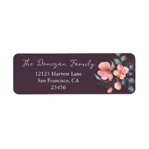 Elegant Modern Pink and Gold Floral Address