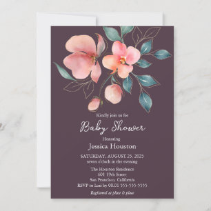 Elegant Modern Pink and Gold Floral Baby Shower Invitation