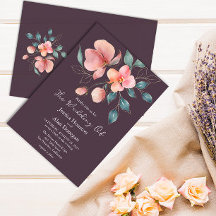 Elegant Modern Pink and Gold Floral Wedding Invitation