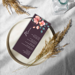 Elegant Modern Pink and Gold Floral Wedding Menu
