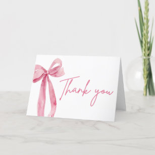 Elegant Modern Pink Bow She's Tying the Knot Thank You Card