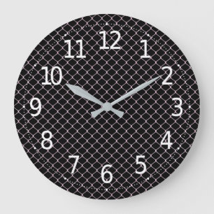 Elegant Modern Pink Fence Chain Pattern   Large Clock