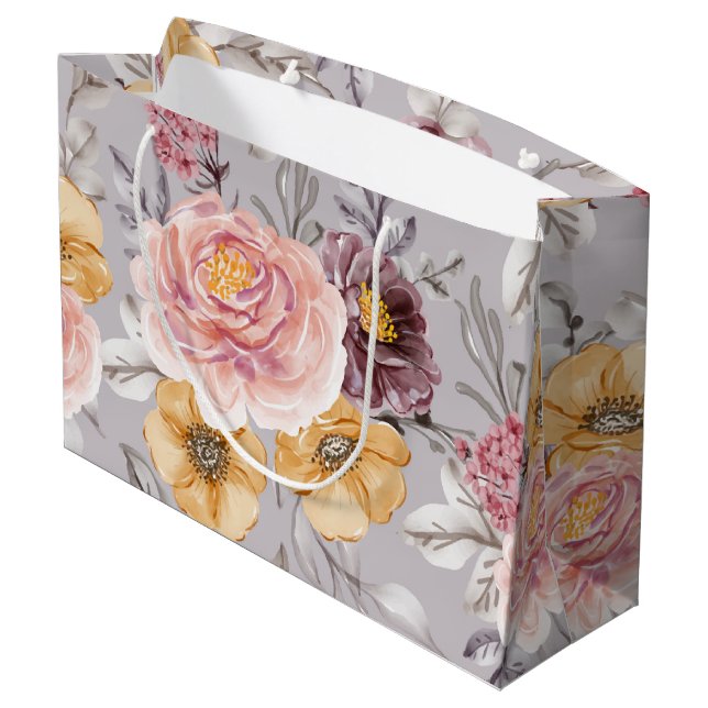 Elegant Modern Pink Floral   Large Gift Bag (Back Angled)
