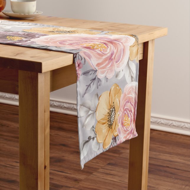 Elegant Modern Pink Floral   Long Table Runner (In Situ)