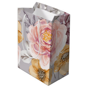 Elegant Modern Pink Floral   Medium Gift Bag