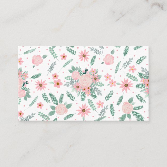 Elegant Modern Pink Floral Watercolor Painting Business Card (Front)