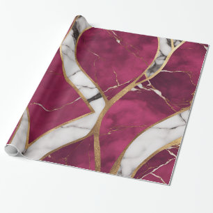 Elegant Modern Pink, Gold, White Marble Luxury Wrapping Paper