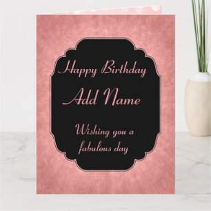 Elegant modern pink Happy Birthday Add Name Card
