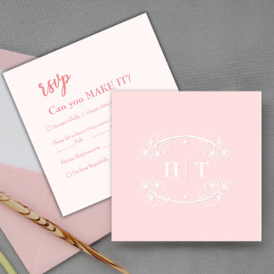 Elegant Modern Pink Monogram Crest Wedding RSVP