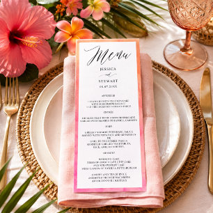 Elegant Modern Pink Orange Watercolor Wedding Menu