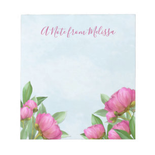 Elegant Modern Pink Peonies Watercolor Floral Notepad