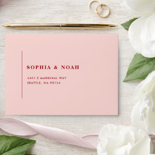 Elegant Modern Pink & Red Minimal Wedding Envelope